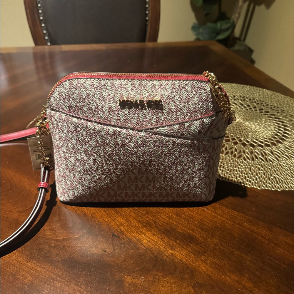 Michael Kors Burgundy Monogram Crossbody Bag